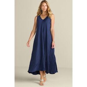Soft Surroundings Mizu Maxi Dress Womens L Navy NWT Boho Festival Lounge